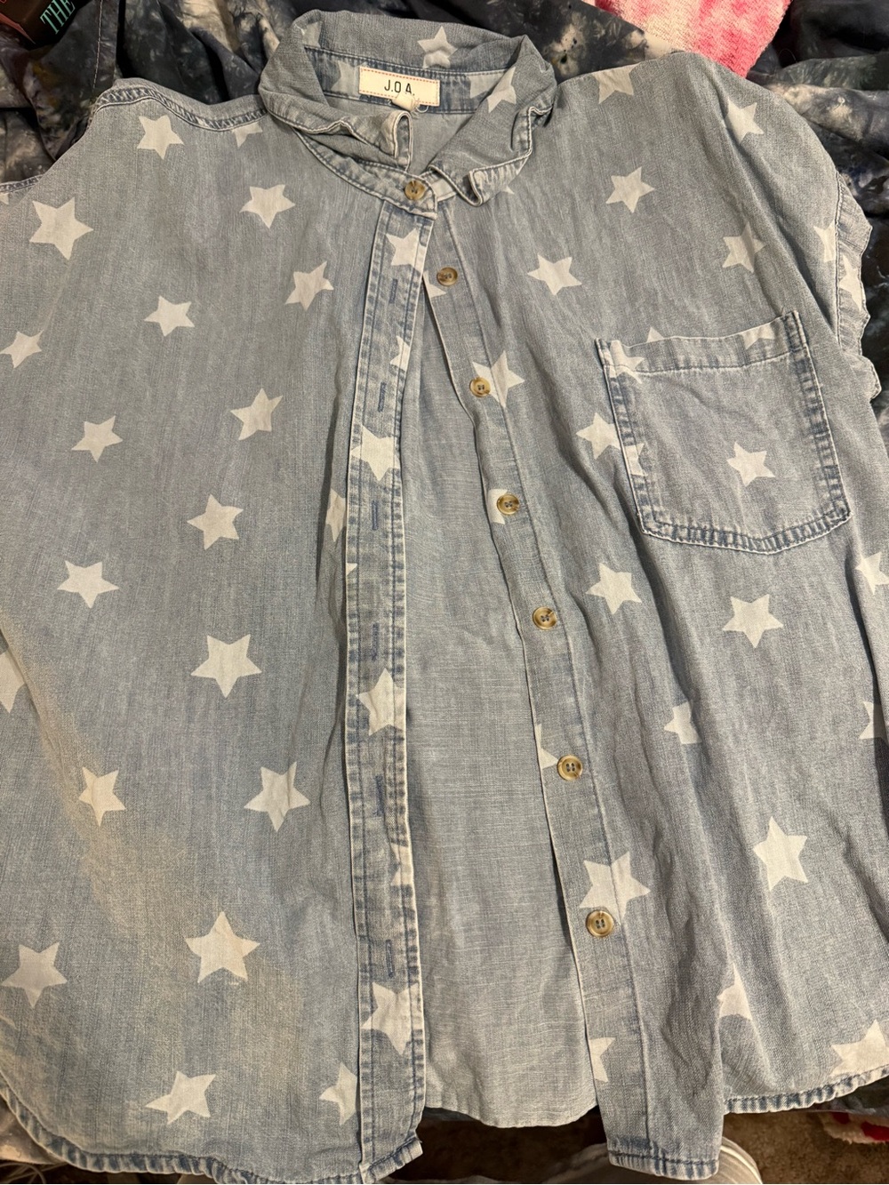 J.O.A. Light Blue Star Print Button-Down Shirt